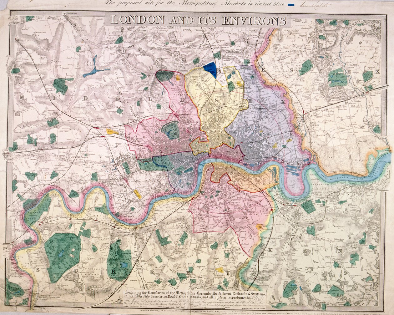 Mapa Geral de Londres, 1847 de Benjamin Rees Davies