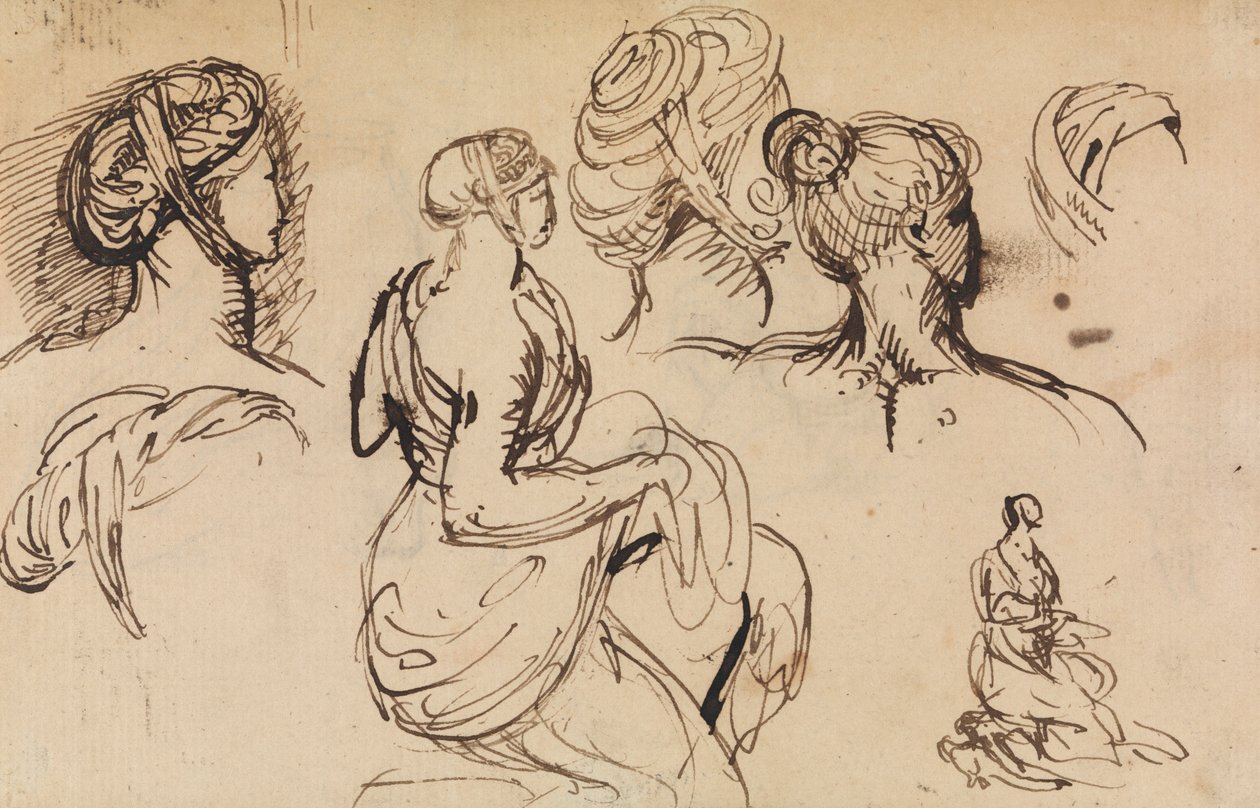Estudo das figuras das mulheres e dos seus penteados de Benjamin Robert Haydon