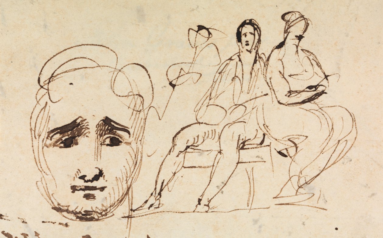 Esboço de retrato e figuras sentadas de Benjamin Robert Haydon