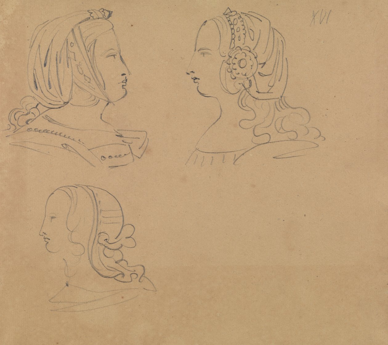 Estudos de Retrato de Mulheres em Vários Cabeleireiros de Benjamin Robert Haydon