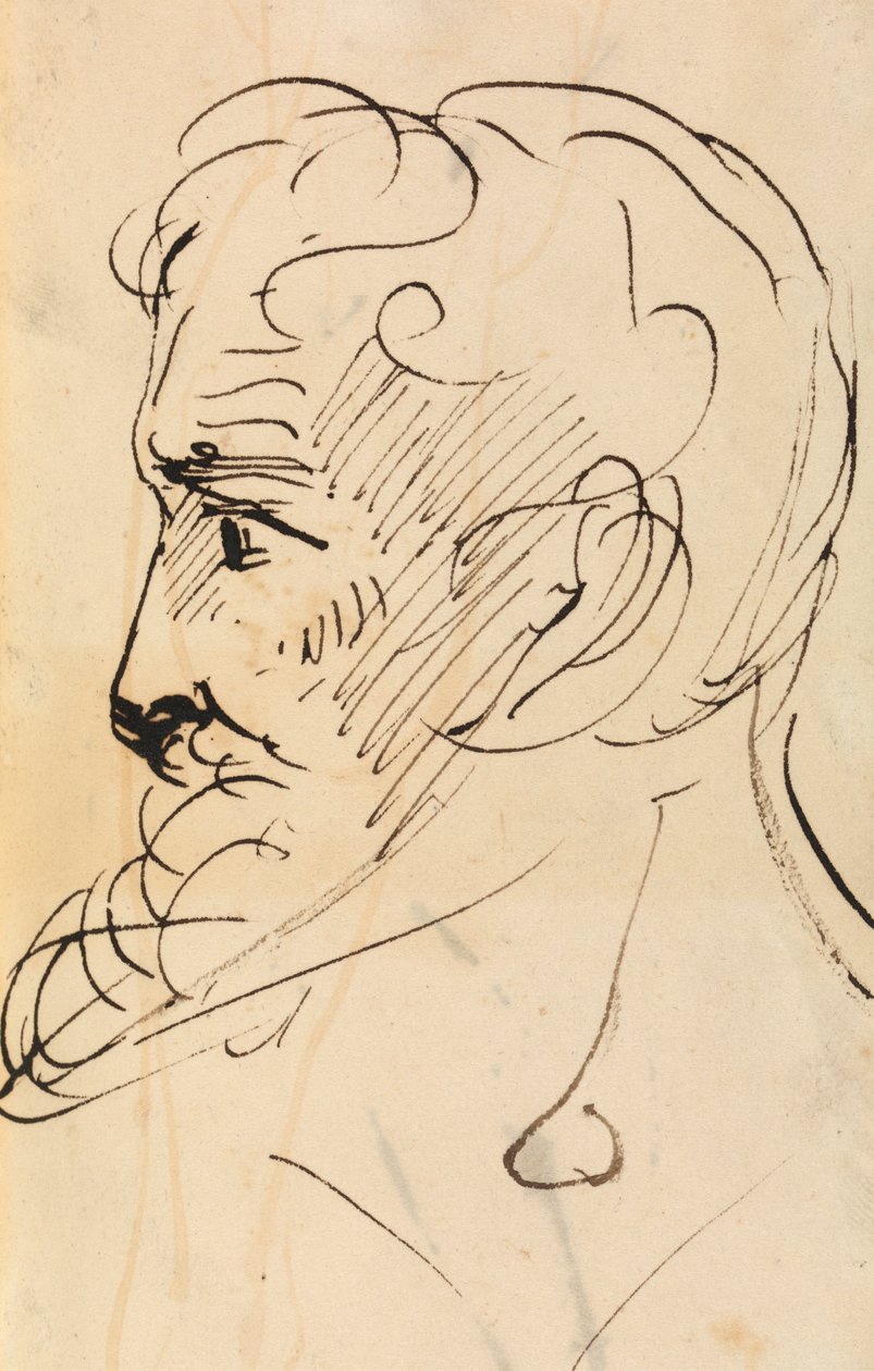 Estudo do Retrato, do Perfil de um Homem de Benjamin Robert Haydon