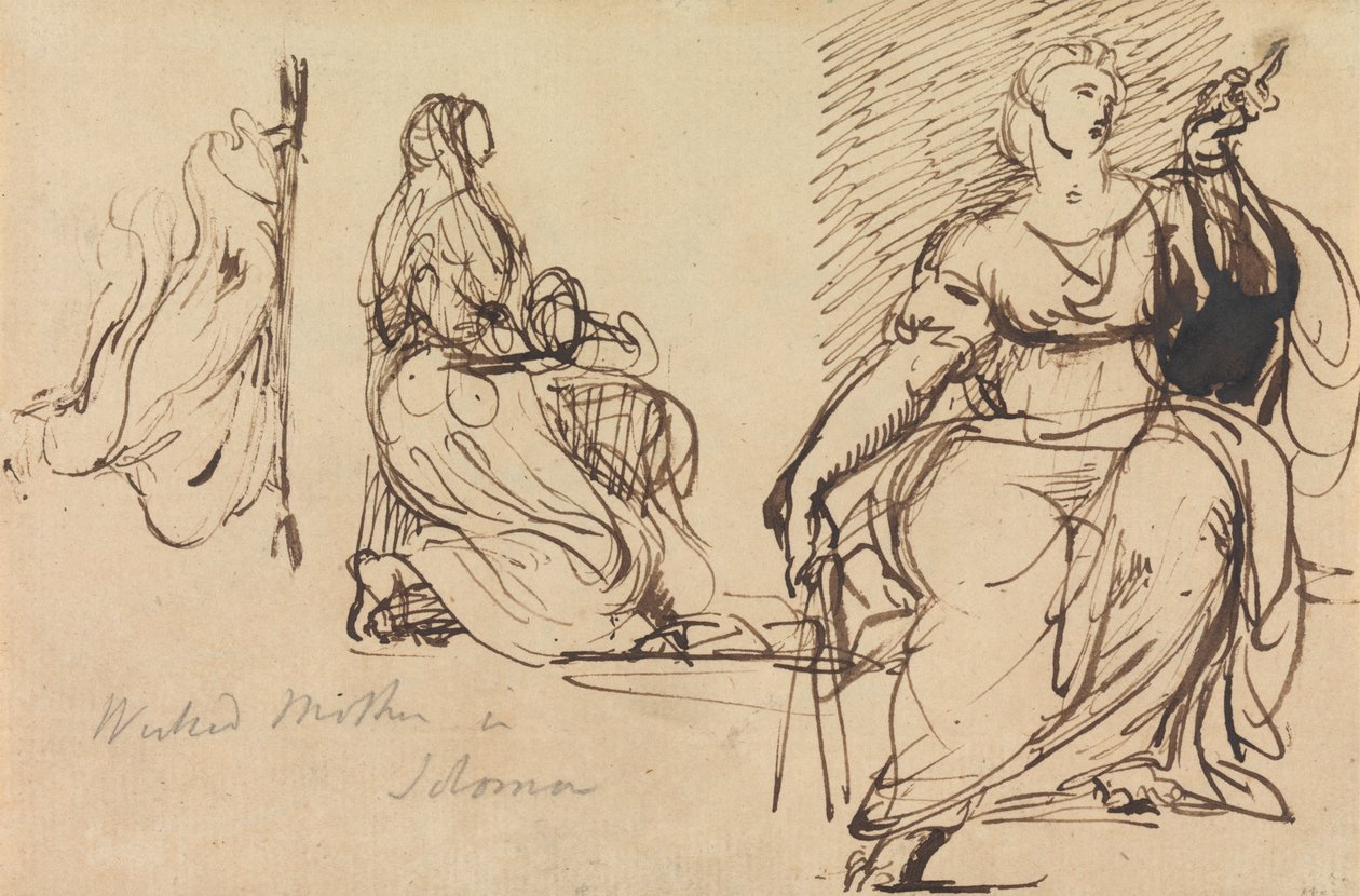 Estudos de uma mulher sentada de Benjamin Robert Haydon