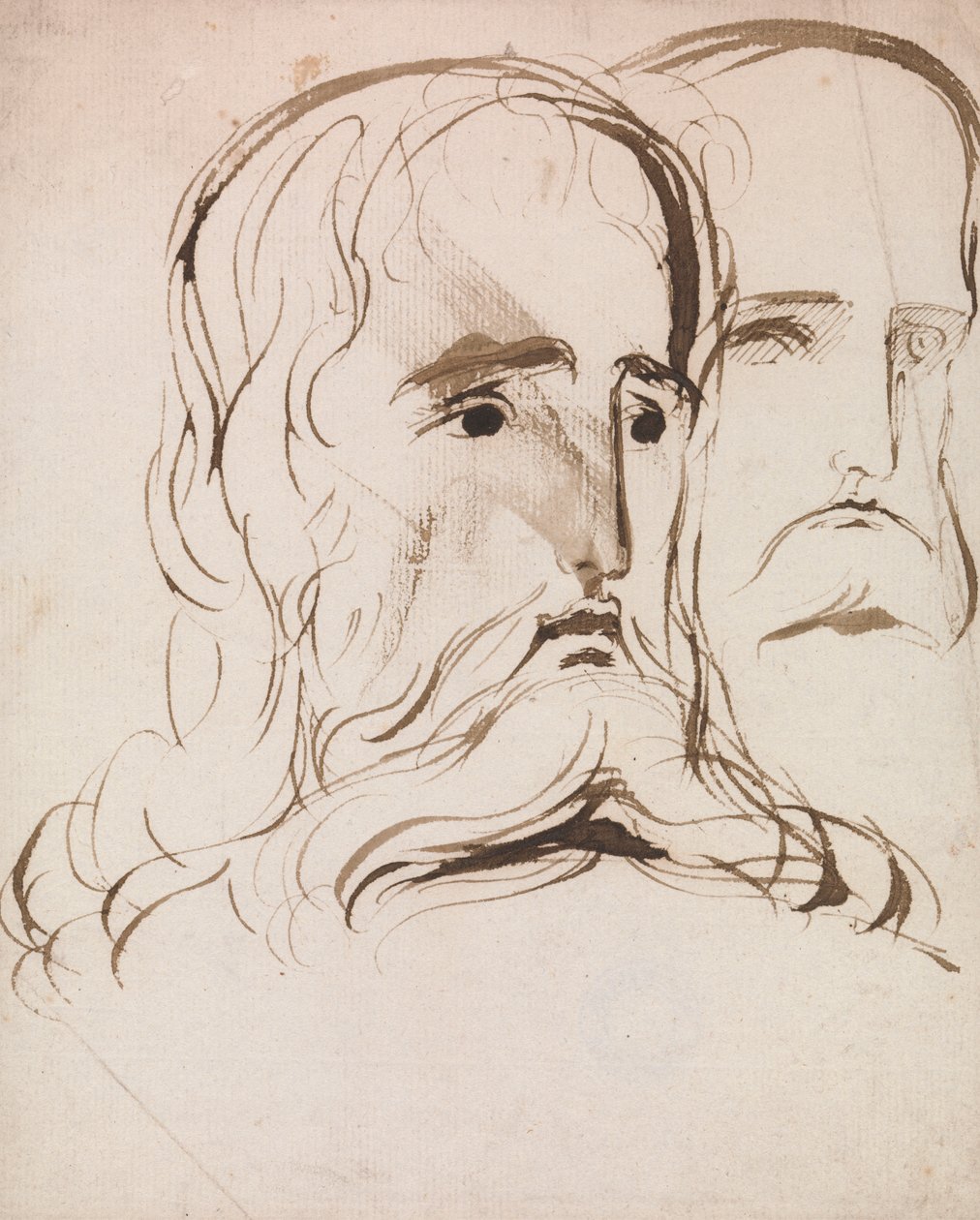 Estudo para a Cabeça de Cristo e um Apóstolo de Benjamin Robert Haydon