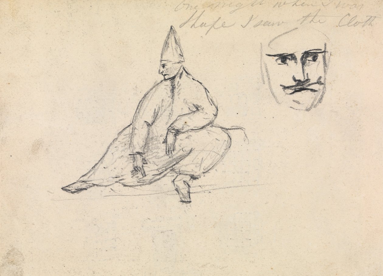 Estudo de um homem sentado, usando um chapéu pontiagudo de Benjamin Robert Haydon