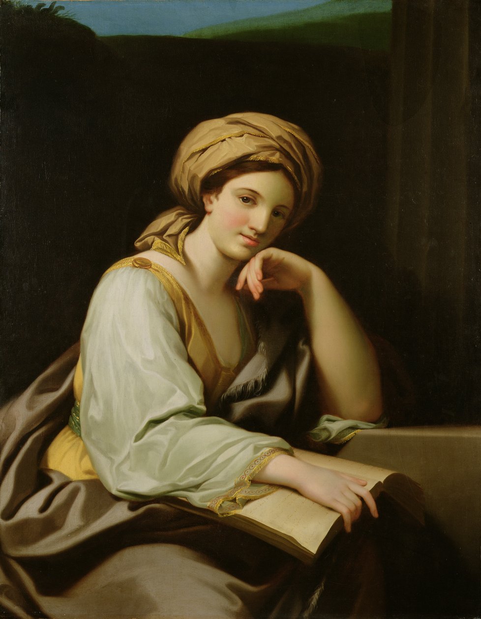 Uma Sibila com um Livro, segundo uma pintura de Raphael Mengs (1728-79), c.1761 (óleo sobre tela) de Benjamin West