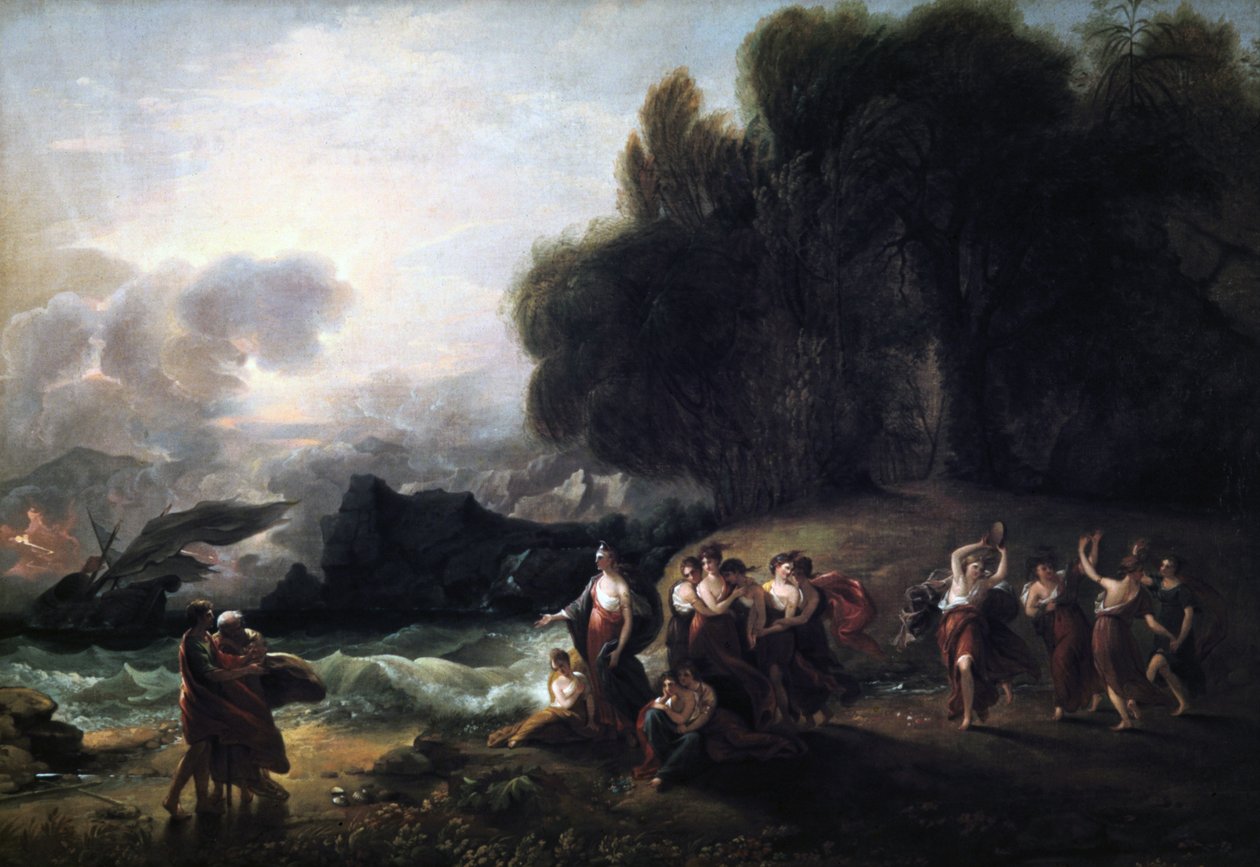 Recepção Calypsos de Telêmaco e Mentor, 1801. de Benjamin West