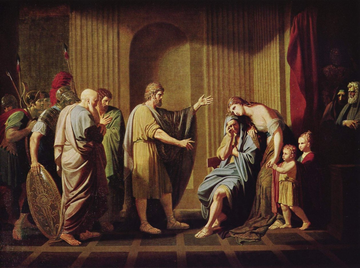 Cleombroto é banido por Leónidas II, rei de Esparta de Benjamin West