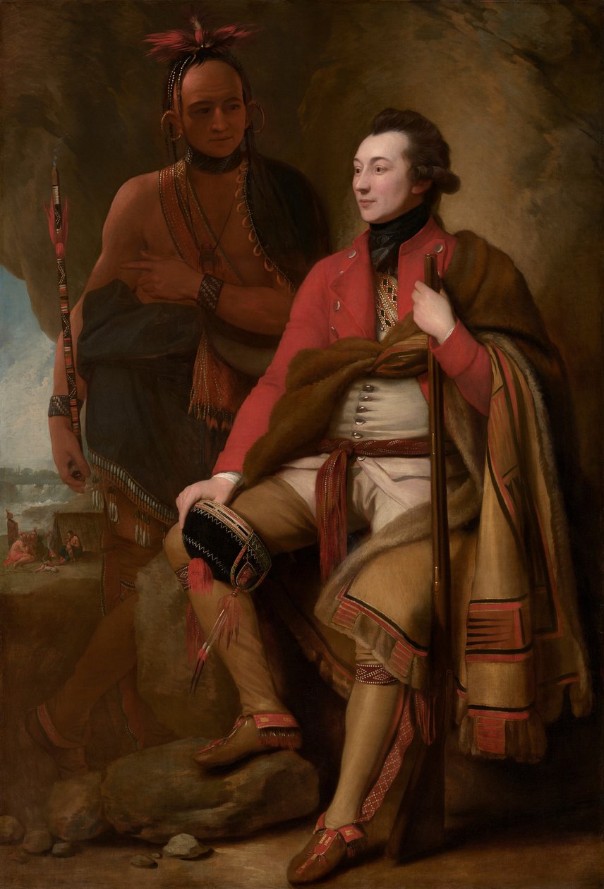 O coronel Guy Johnson e Karonghyontye (capitão David Hill) de Benjamin West