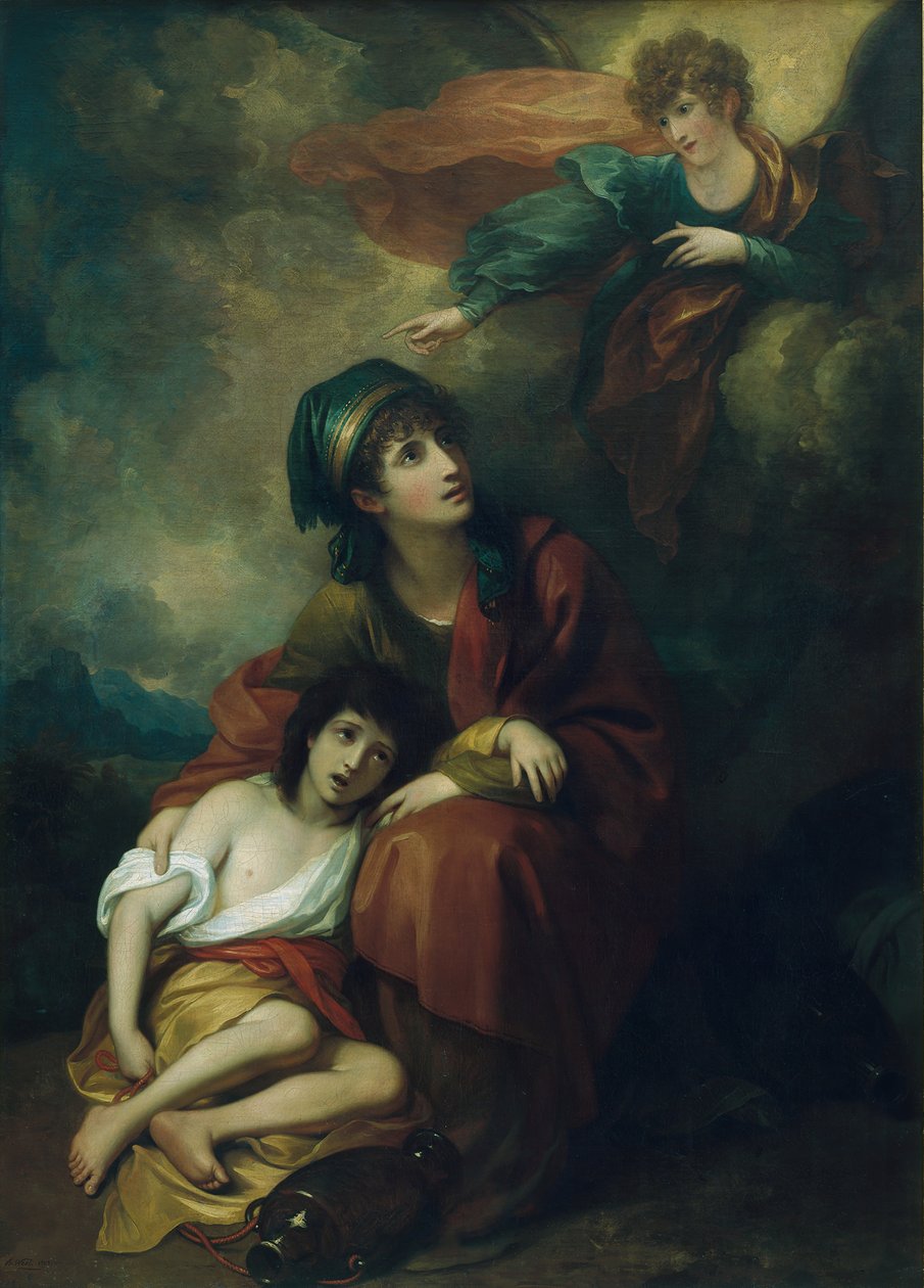 Hagar e Ismael, 1776, retrabalharam 1803. de Benjamin West