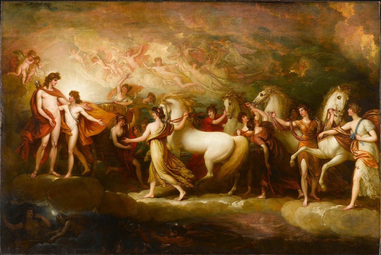 Phaeton pedindo Apolo para dirigir a carruagem do Sol, 1804. de Benjamin West