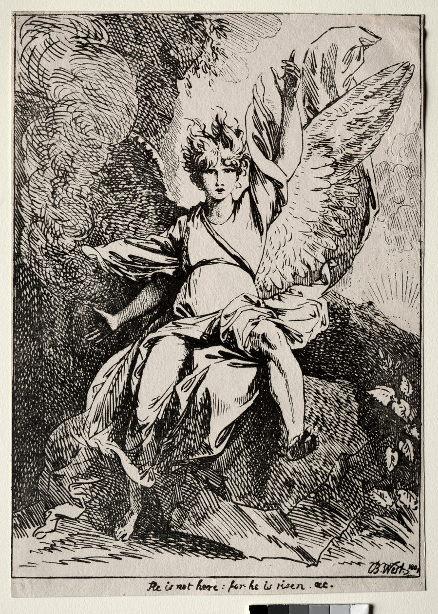 Espécimes de Poliautografia: O Anjo no Túmulo de Cristo, 1801. de Benjamin West