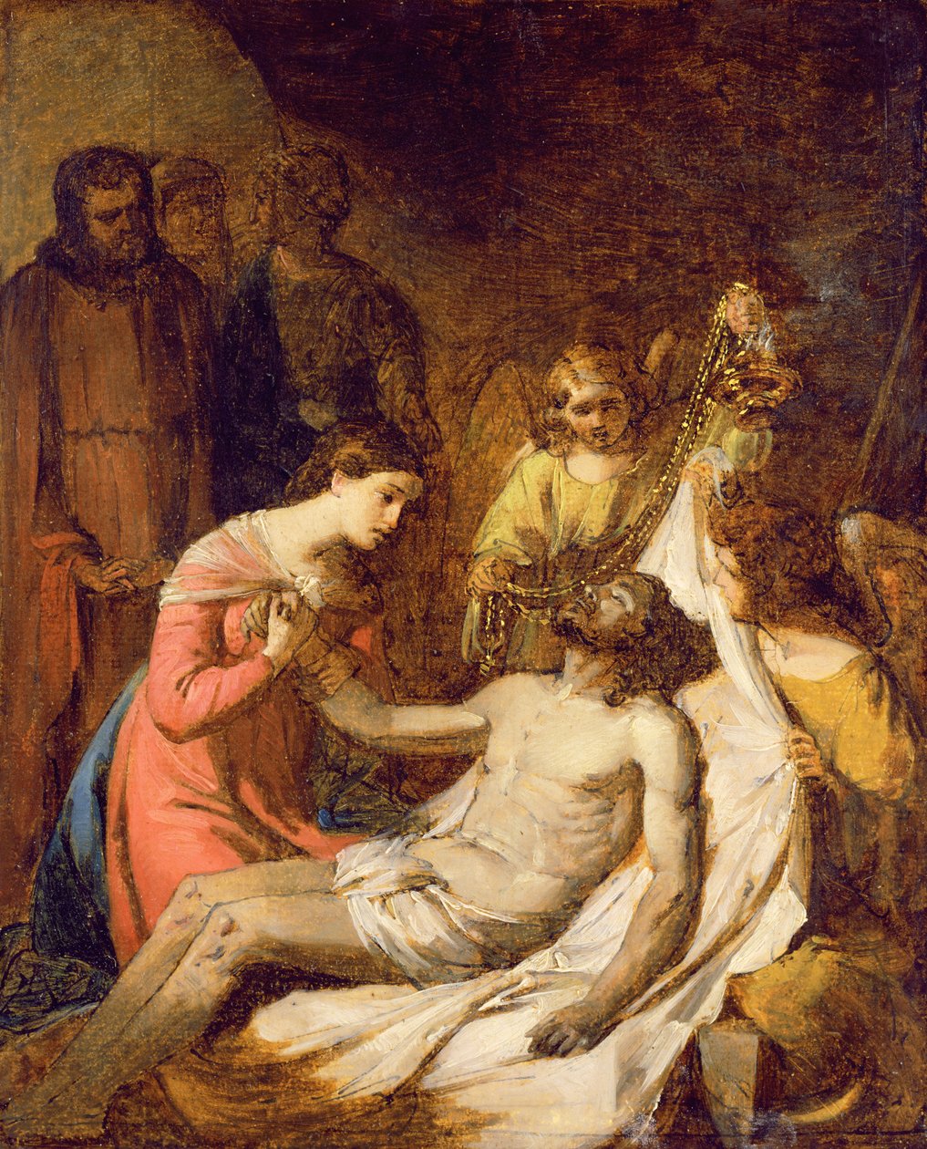 Estudo da Lamentação sobre o Cristo Morto (óleo sobre papel colocado no painel) de Benjamin West