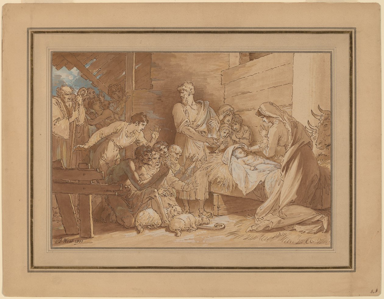 A adoração dos pastores de Benjamin West