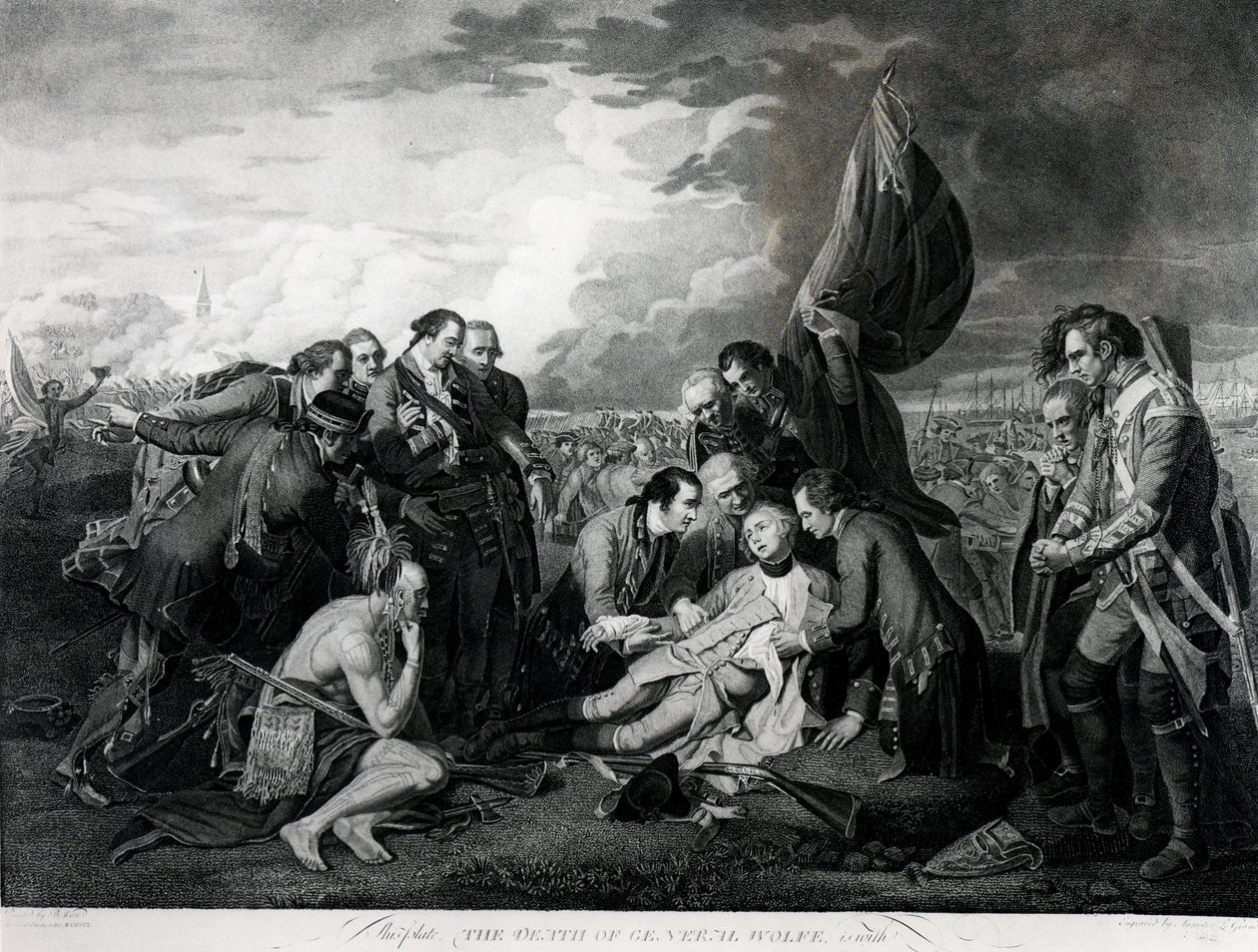 A morte do general Wolfe (1727-1759), 1759, gravada por Augustin Legrand (gravura) (foto do bundw) (ver também 105409, 124902 e 153197) de Benjamin West