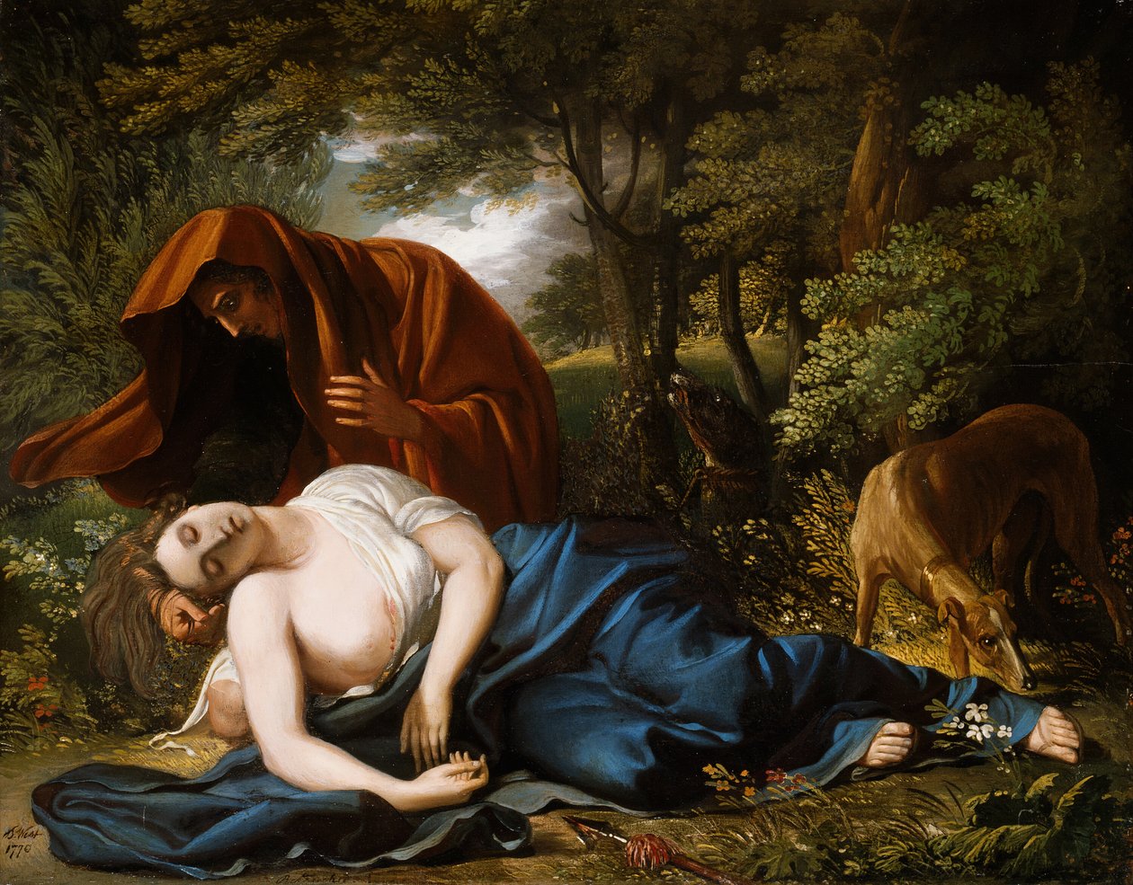 A Morte de Prócris, 1770, retocada em 1803. de Benjamin West