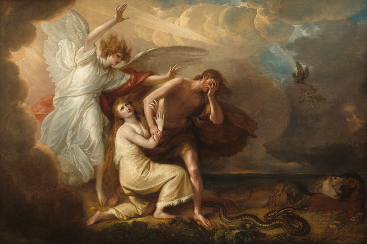 A Expulsão de Adão e Eva do Paraíso, 1791. de Benjamin West