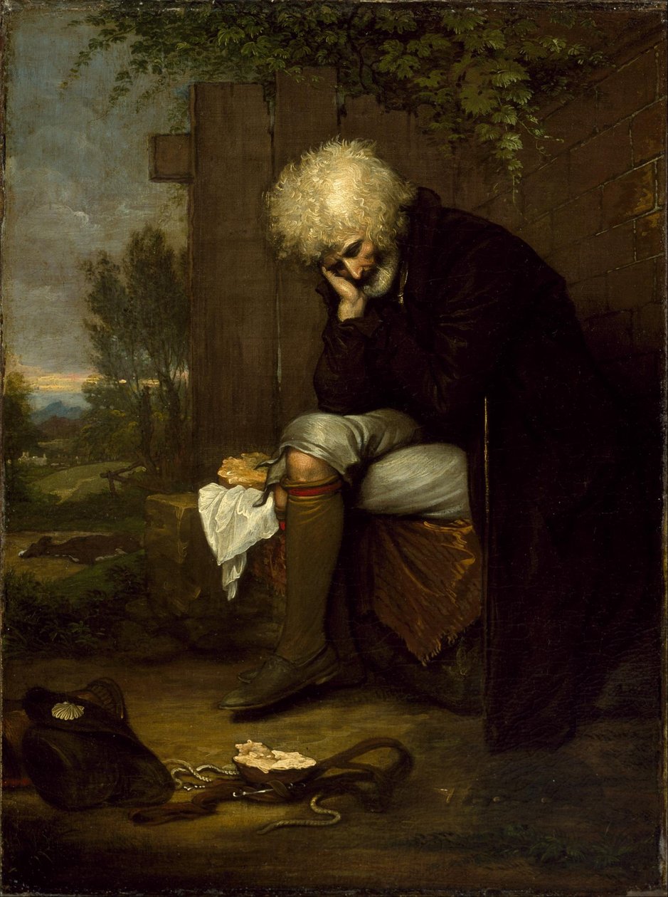 O peregrino que chora a morte do seu burro de Benjamin West