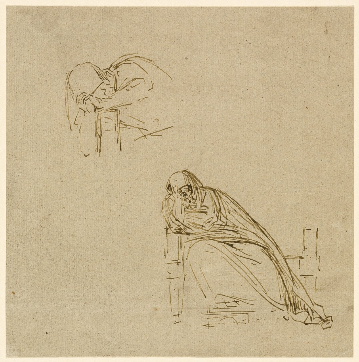 Dois esboços de uma mulher a chorar de Benjamin West