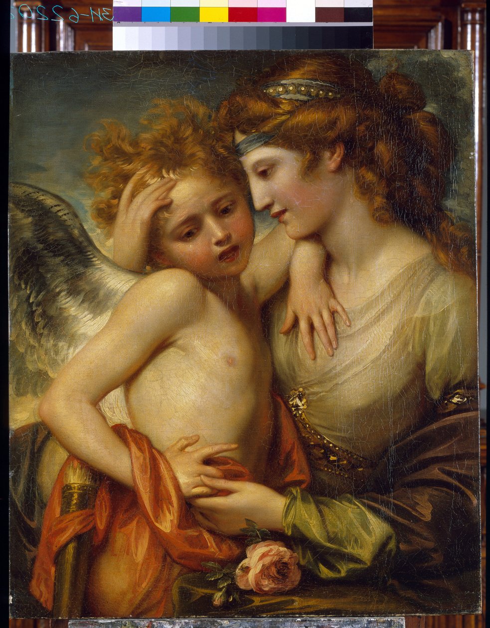 Vênus consolando as picadas de cupido por uma abelha. (Vênus consolando Cupido picado por uma abelha). Pintura de Benjamin West (1738-1820), óleo sobre tela de Benjamin West