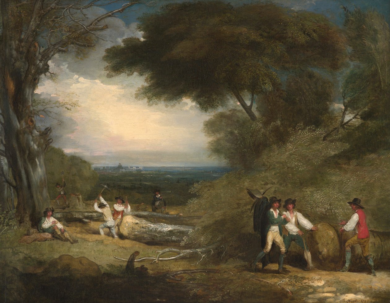 Lenhadores no Windsor Great Park de Benjamin West