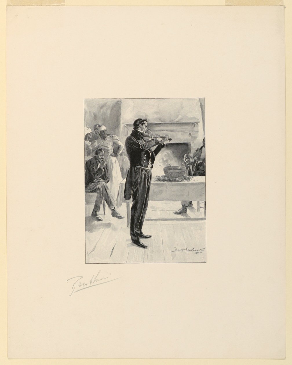 Violinista em uma festa de ponche de Benjamin West Clinedinst