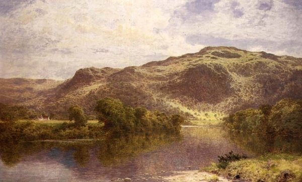 Uma piscina tranquila no rio Conway, Churchpool, abaixo de Bettwys-y-Coed de Benjamin Williams Leader