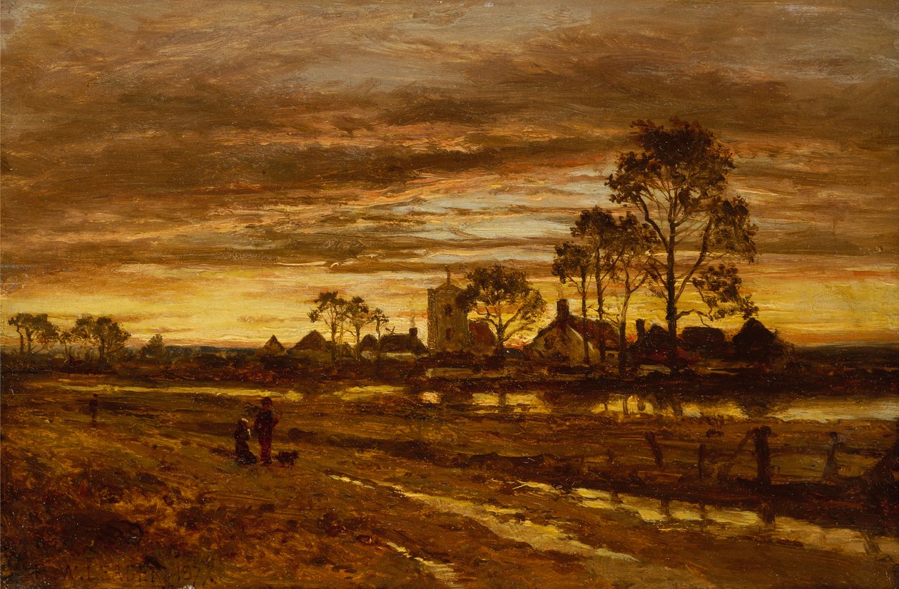 Uma noite de outono depois da chuva (óleo sobre tela) de Benjamin Williams Leader