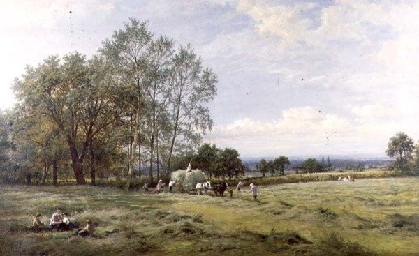Um Hayfield inglês de Benjamin Williams Leader
