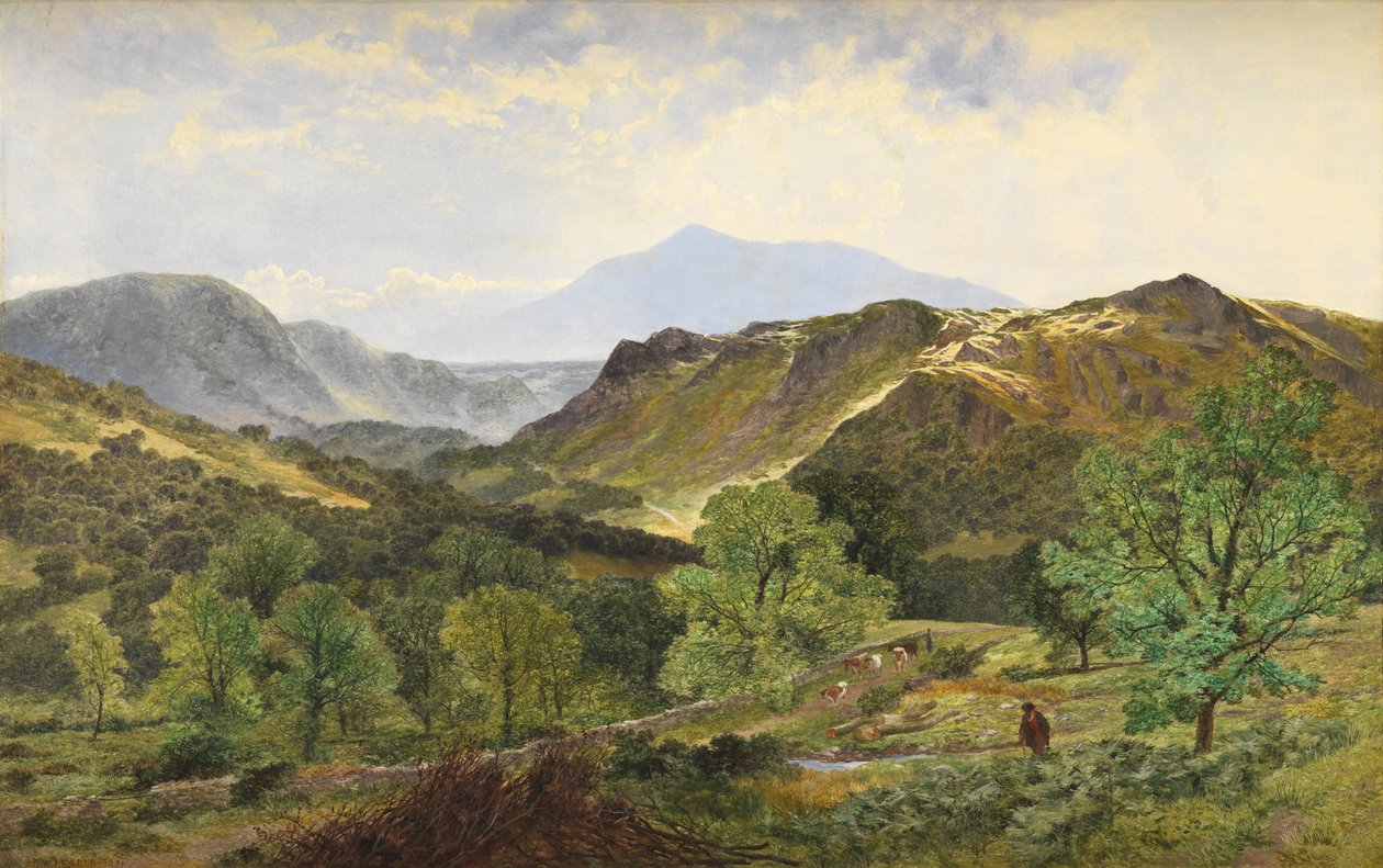 Moel Siabod - no vale do couro, 1871 de Benjamin Williams Leader