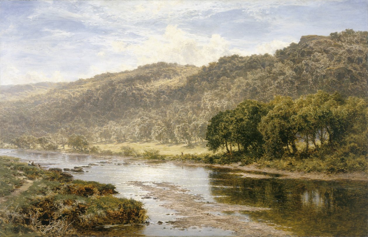 No Llugwy abaixo de Capel Curig (óleo sobre tela) de Benjamin Williams Leader