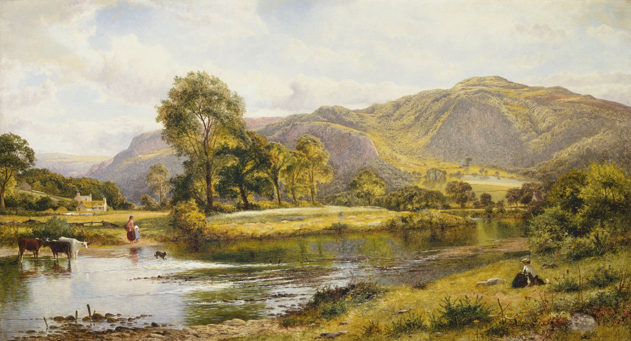 No Rio Conway, North Wales (óleo sobre tela) de Benjamin Williams Leader