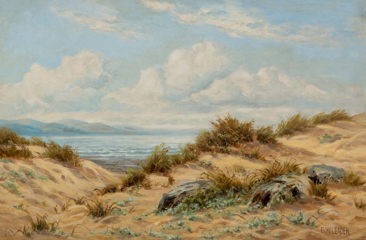 Dunas de areia sobre o Conwy (Óleo sobre tela) de Benjamin Williams Leader
