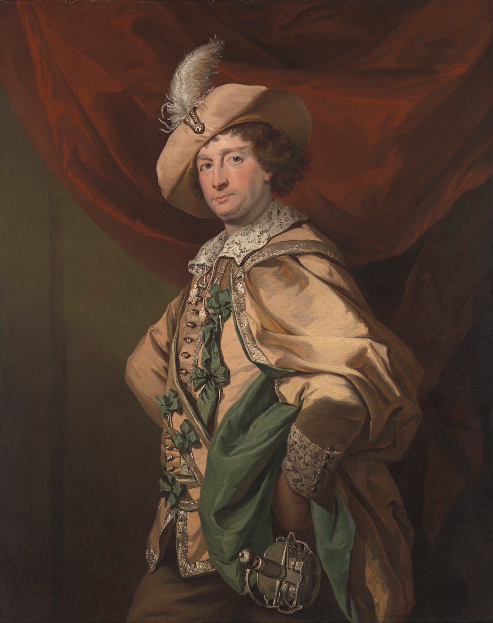 Henry Woodward como Petruchio em Catherine e Petruchio, uma versão de Garrick de "The Taming of the Shrew" (A Domesticação da Musa) de Benjamin van der Gucht