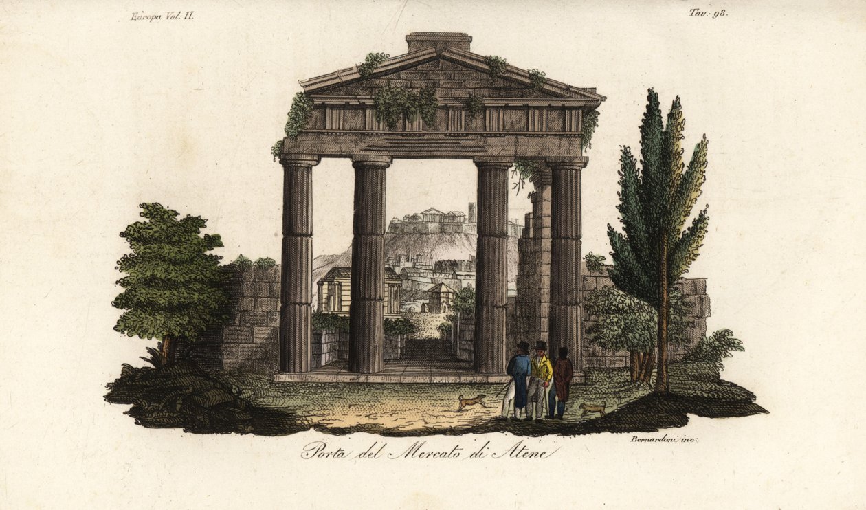 Ruínas do portão de Athena Archegetis, na Ágora Romana ou Fórum Romano, Atenas, Grécia de Bennardoni Bennardoni