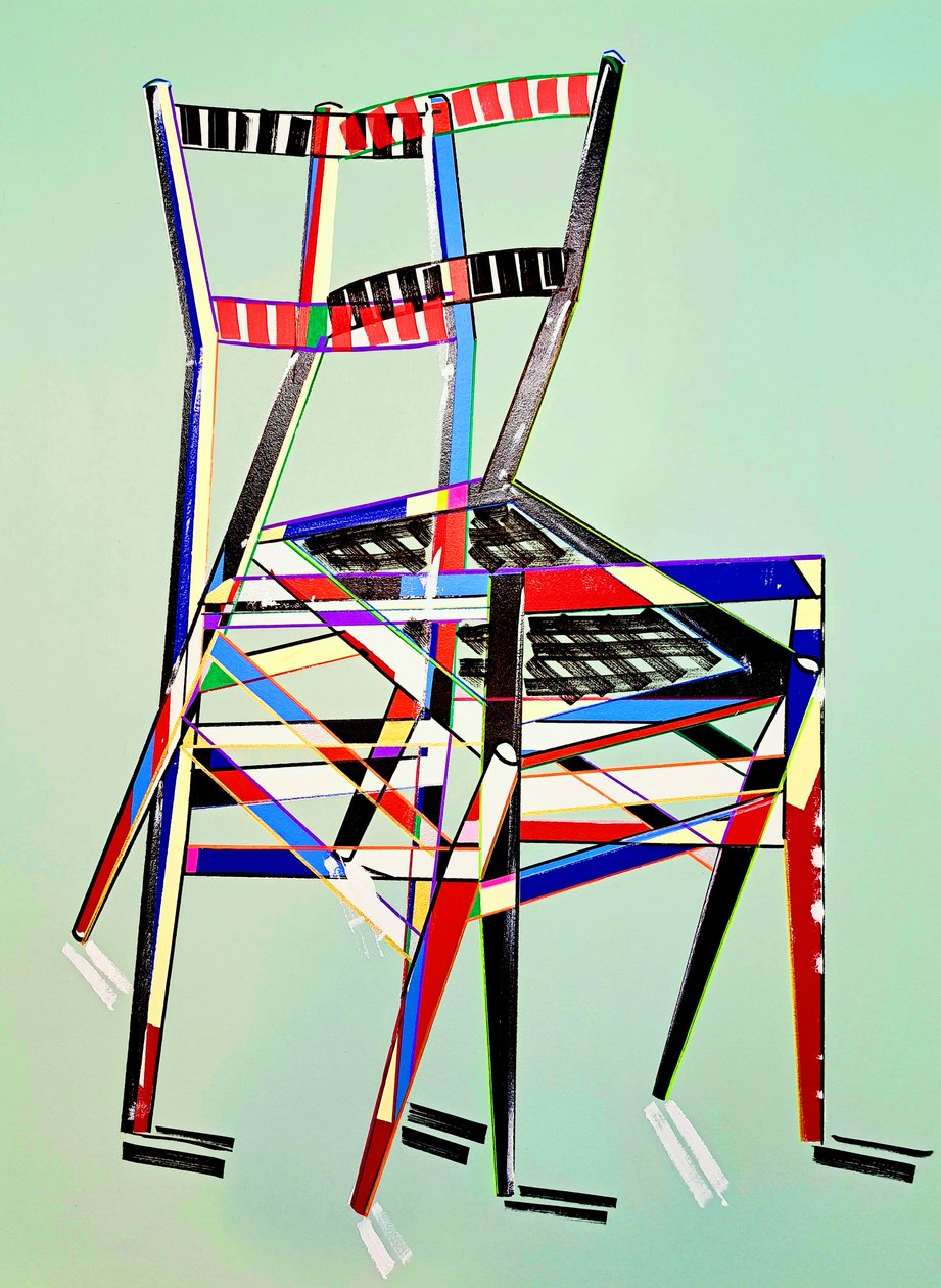 Chaise - superleggera, segundo Gio Ponti, 2016 (óleo sobre tela de linho) de Benoit Erwann Boucherot