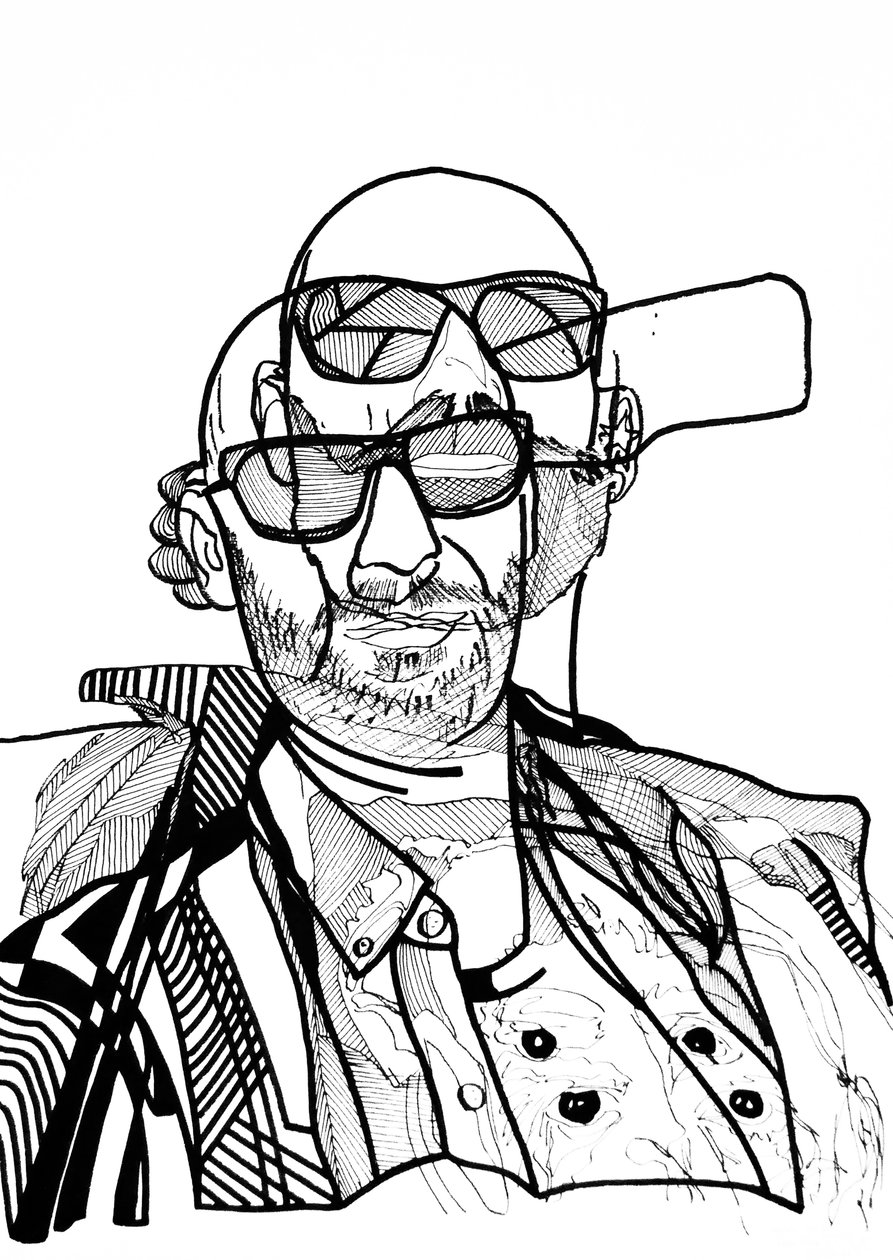 Double Jon 1, 2019 (tinta sobre papel) de Benoit Erwann Boucherot