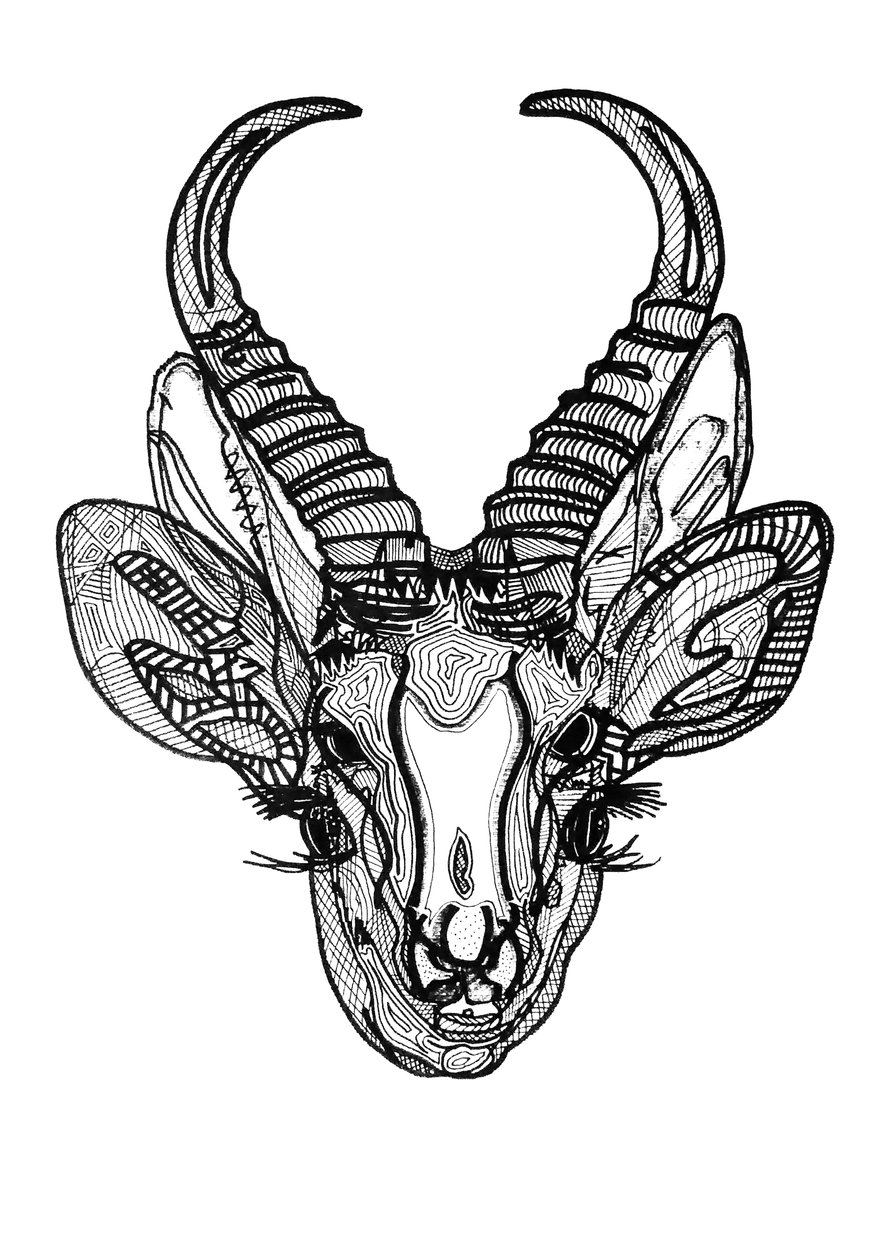 Double biche, 2019 (tinta sobre papel) de Benoit Erwann Boucherot