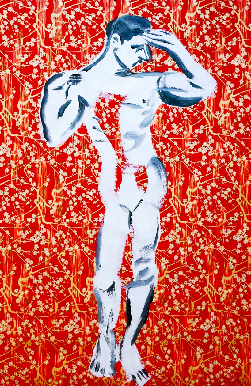 Masculin 1, 2020 (acrílico sobre papel japonês serigrafado) de Benoit Erwann Boucherot