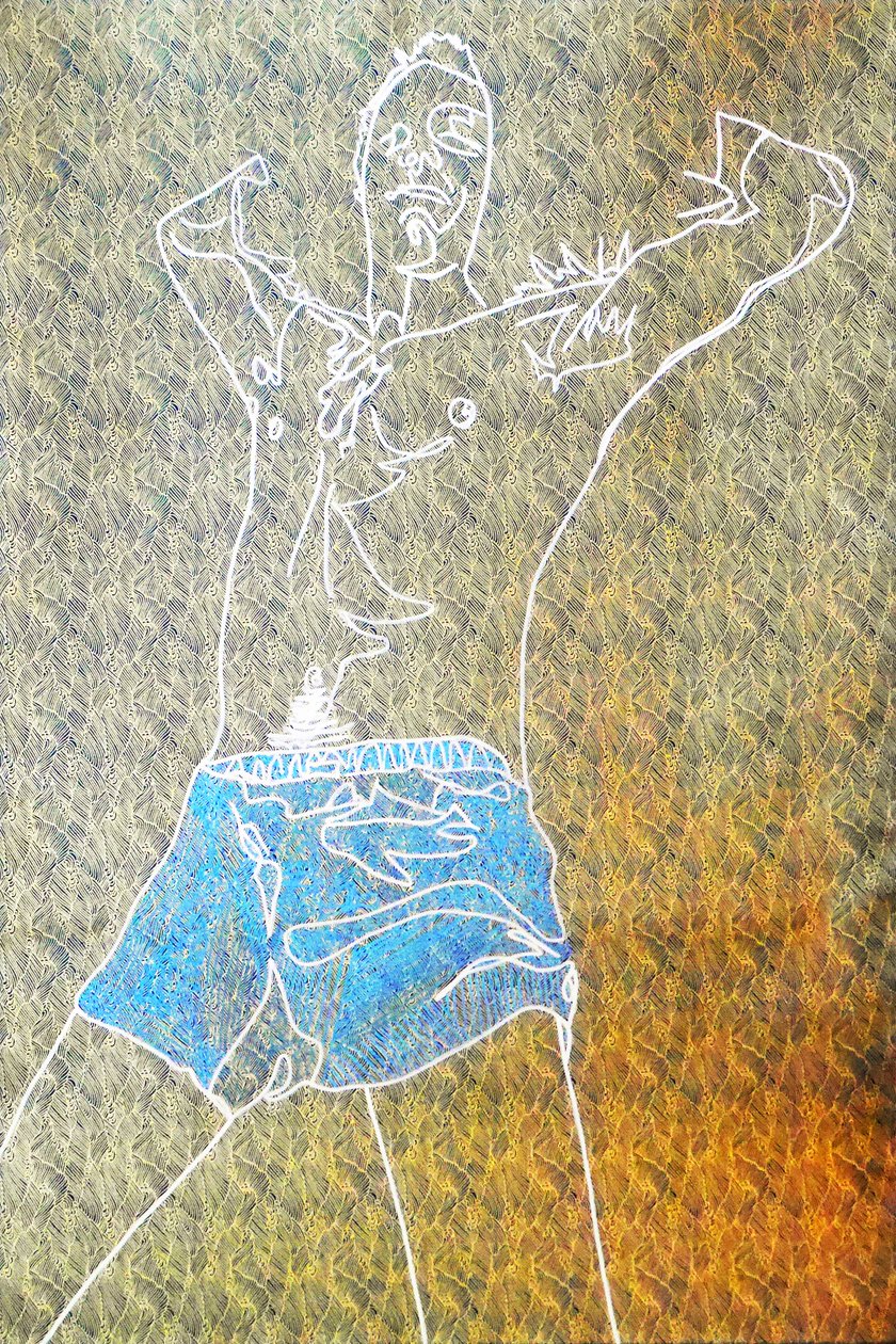 Passager 3, 2020 (acrílico sobre papel japonês serigrafado) de Benoit Erwann Boucherot
