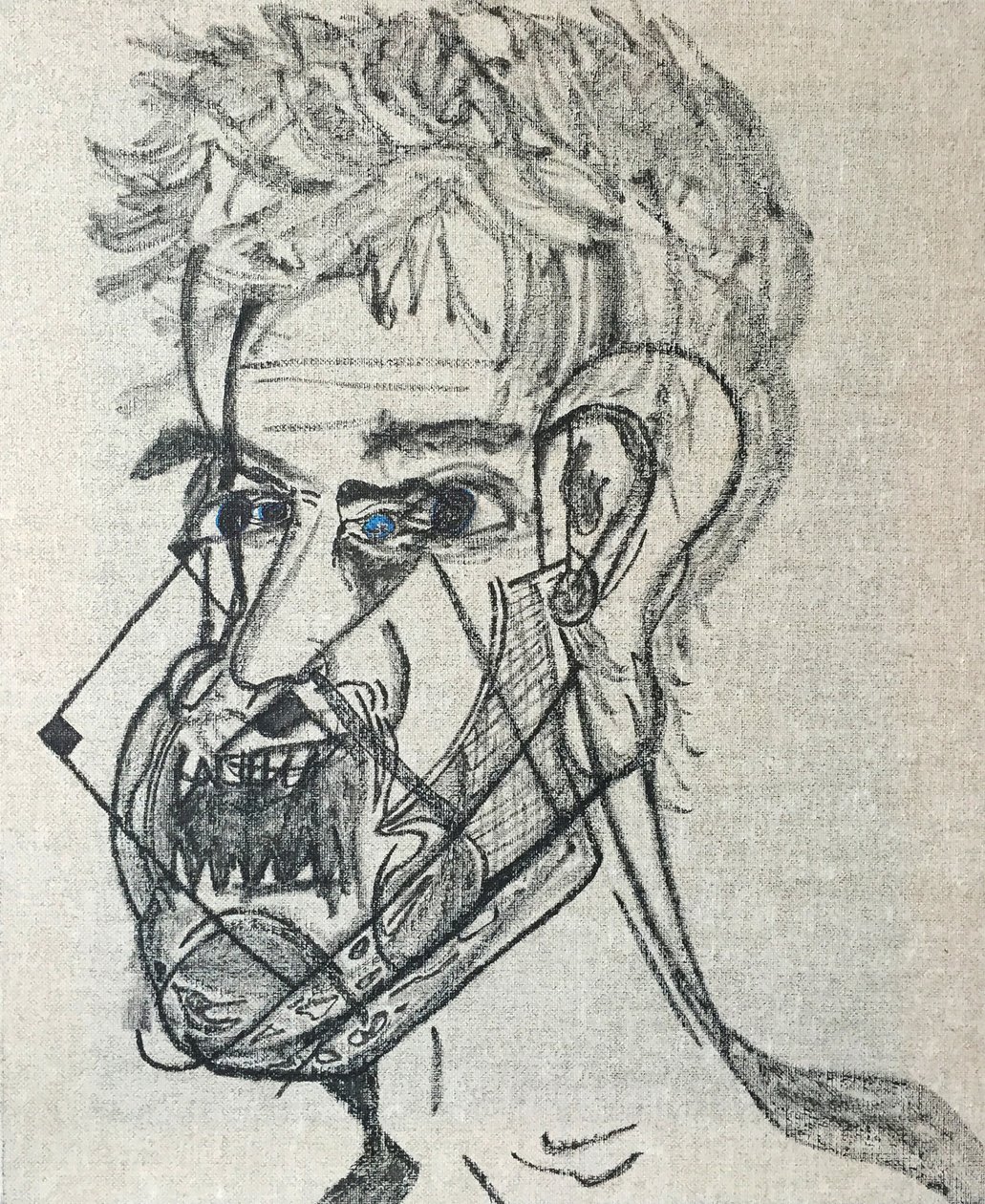 Surautoportrait main levée, 2017 (óleo sobre tela) de Benoit Erwann Boucherot