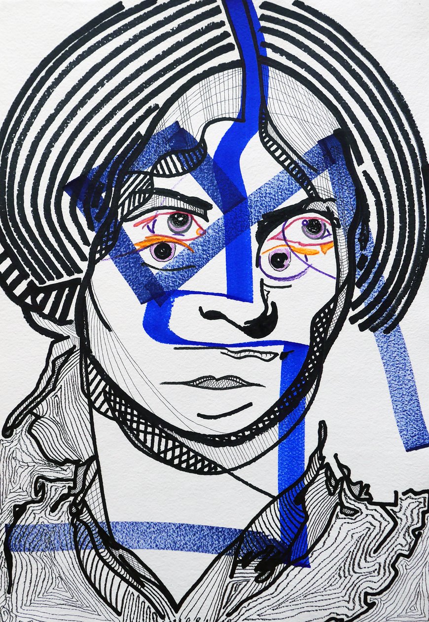 Surportrait : Charlotte Brontë, 2019 (acrílico sobre papel) de Benoit Erwann Boucherot