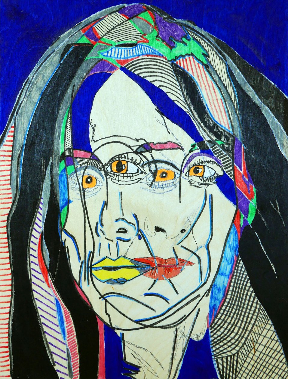 Surportrait : Fanie Demeule, 2019 (óleo e acrílico sobre painel de madeira) de Benoit Erwann Boucherot