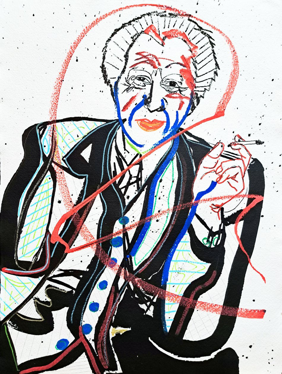 Surportrait : Frank Lloyd Wright, 2022 (acrílico sobre papel) de Benoit Erwann Boucherot