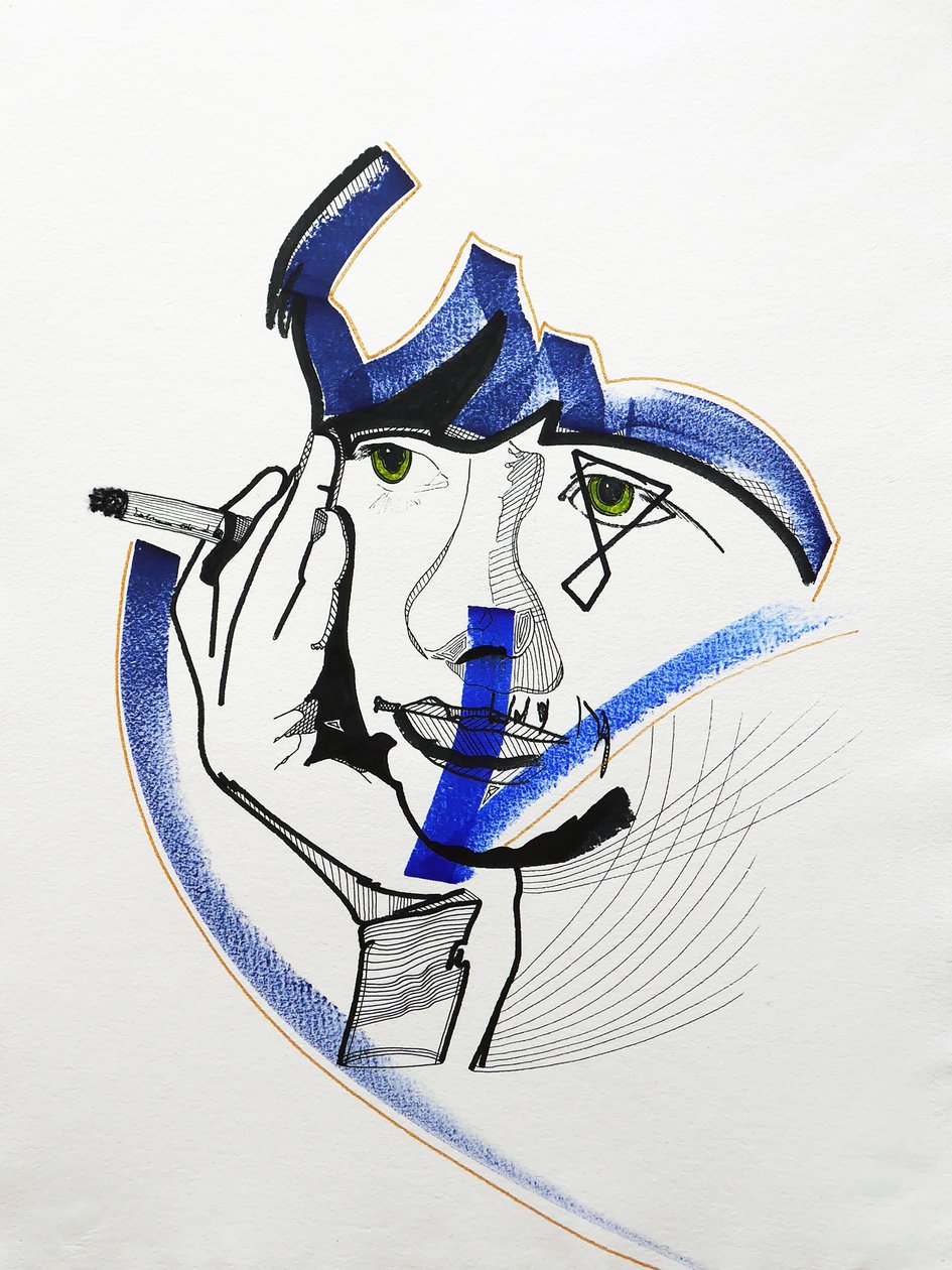 Surportrait : Françoise Sagan 1, 2019 (acrílico sobre papel) de Benoit Erwann Boucherot