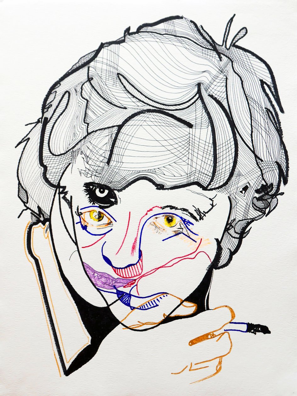 Surportrait : Françoise Sagan 2, 2019 (acrílico sobre papel) de Benoit Erwann Boucherot