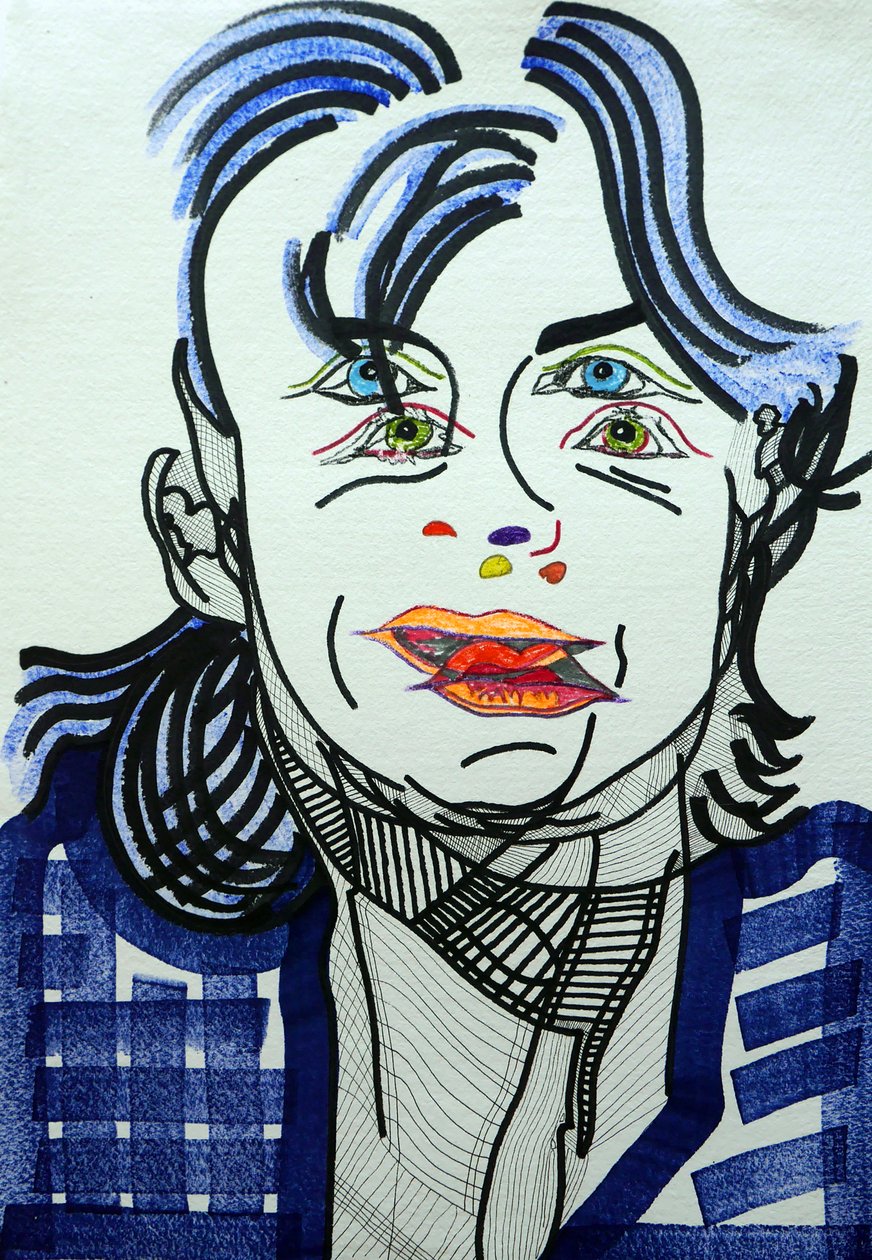 Surportrait : Fred Vargas, 2019 (acrílico sobre papel) de Benoit Erwann Boucherot