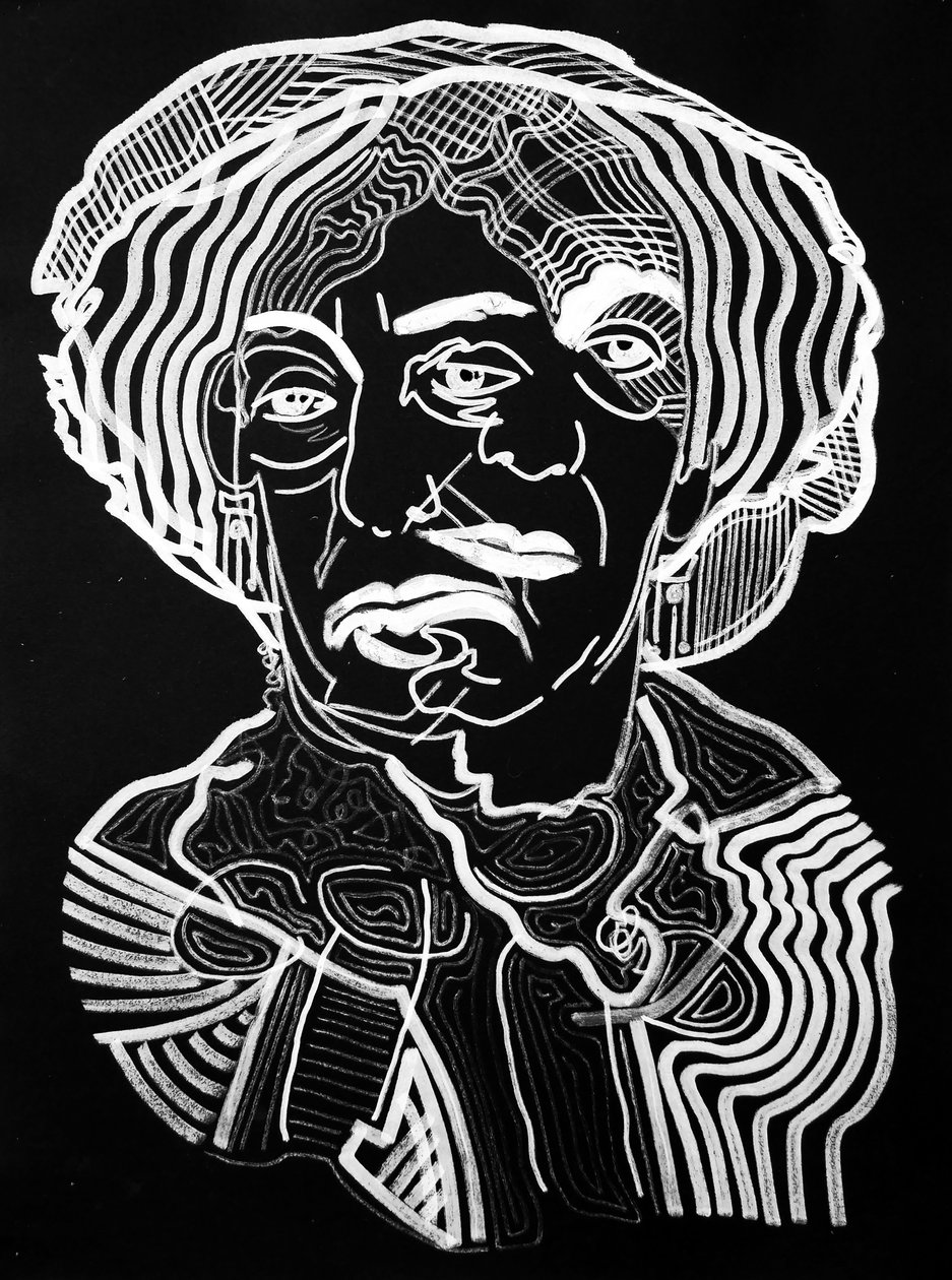 Surportrait : George Sand, 2019 (acrílico sobre papel) de Benoit Erwann Boucherot