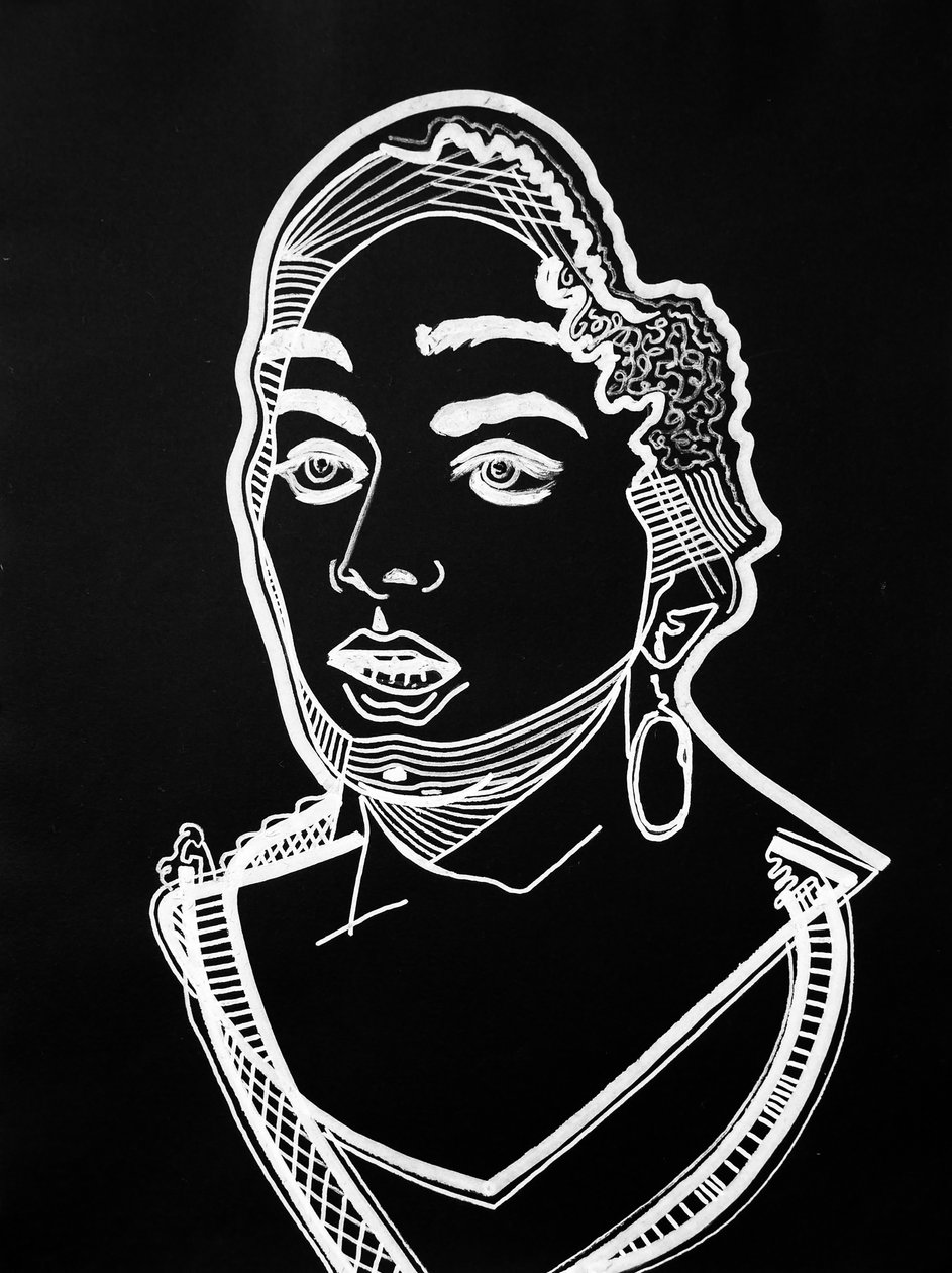 Surportrait : Leila Slimani, 2021 (acrílico sobre papel) de Benoit Erwann Boucherot