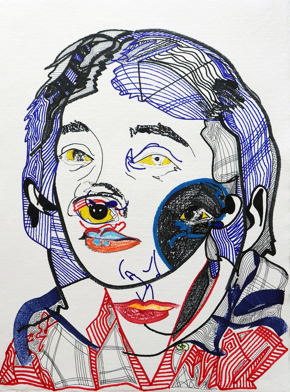 Surportrait : Marguerite Duras 2, 2021 (acrílico sobre papel) de Benoit Erwann Boucherot