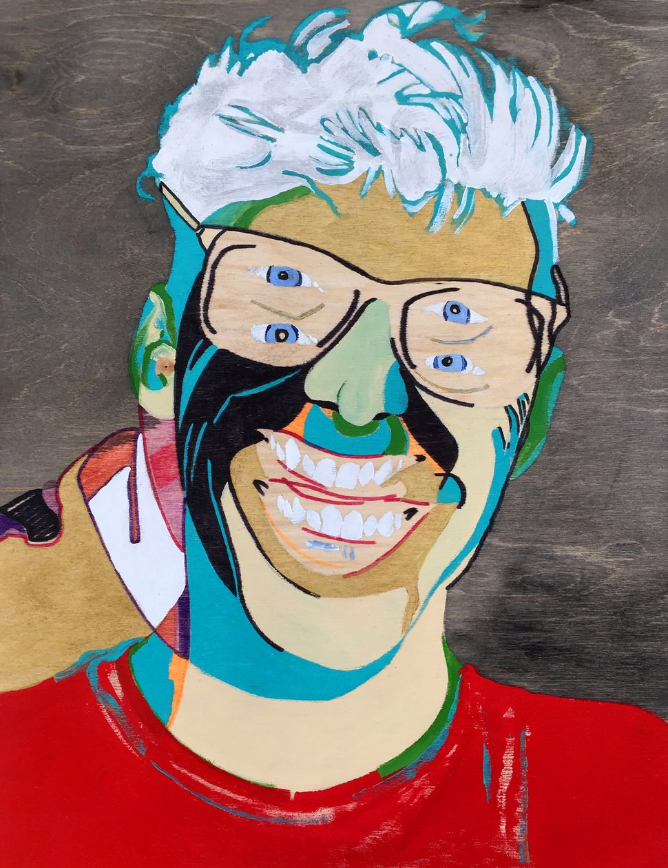 Surportrait : Simon Boulerice, 2021 (óleo e acrílico sobre painel de madeira) de Benoit Erwann Boucherot